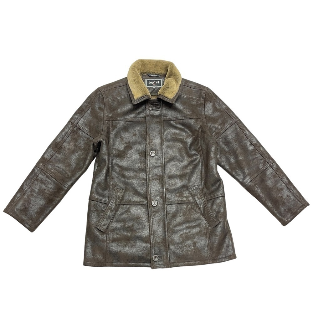 Pier 91 coat sheepskin sherpa barn jacket size M brown